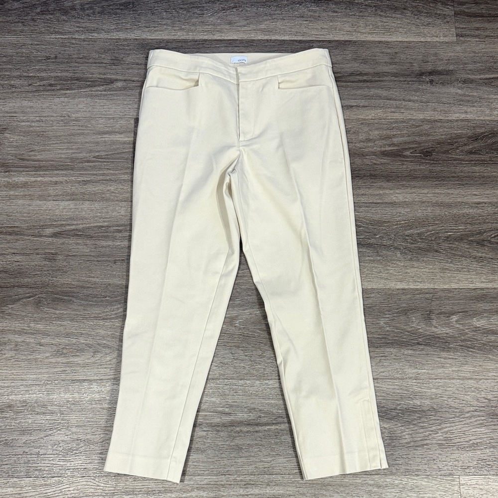 Ecru Women's Cream Ankle Pants Cropped Straight Leg Trousers